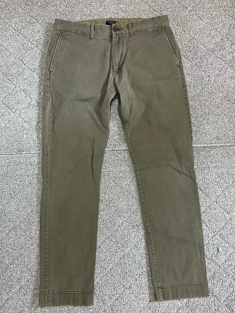 J Crew Flex Slim Fit Mens Pants 30X27 Green Flat Front Solid Chino